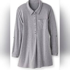 Soft Surroundings Heather Gray Collared Shirt